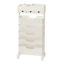 이동식 다용도 책꽂이 진열대 선반 자료정리카트, 아이보리-바퀴달림