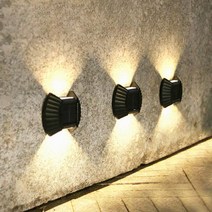 LED 야외 태양광 정원등 태양열 벽부등 밝은 벽면 조명 전구 4개 웜색