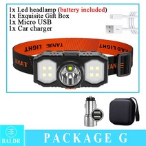 BALDR 휴대용 COB LED 전조 등 내장 배터리 USB 충전식 미니 토치 라이트 야외 조명 캠핑, 07 G Packing_02 EU