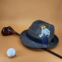 체크 패턴 페도라 골프 그림 아트테크 중절모 가을 품격있는 라운딩 남녀공용 모자 hat, 추가없음, 체크그레이