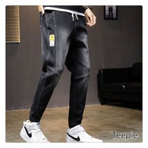 티피/Teepie 남자 데님 팬츠 가을 겨울 기모추가 레저 빅 사이즈 긴 바지 보온 조거 카고 바지