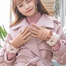 SINPAID 여성 겨울장갑 털장갑 터치장갑 장갑 손가락 등산장갑 운전장갑 방한 패션 기모 융, 베이지