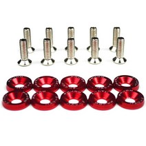 호환 10pcs M6 JDM 자동차 수정 된 16 진수 패스너 펜더 와셔 범퍼 엔진 오목 나사 자동차 스타일링, [02] 빨간