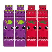 롯데칠성음료 오가닉주스 2가지맛 각12개씩 (125ml x 24팩), 적포도 + 레드비트 각 12개씩