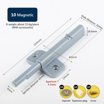 푸시 오픈 마그네틱 그레이 캐비닛 캐치 댐퍼 버퍼 도어 스톱 주방 찬장 조용서랍소프트 닫기, 10 010