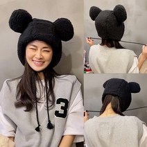 귀도리방한모 곰돌이모자 겨울모자 방한모 귀여운벙거지 따뜻한 벙거지 뽀글이방한모 뽀글이 벙거지 끈벙거지 뽀글이모자/정직한사람들