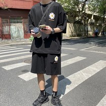 티티웍스 남녀공용 플라워 트레이닝복 반팔+반바지 상하세트