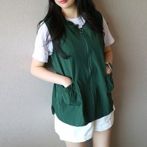 메리앤유 포켓디테일 프릴카라 집업 조끼