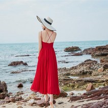 쉬폰 원피스 여름 해변 휴가 비치 휴양지 바캉스 롱