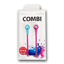 [에이치플러스몰] 엑토 유선 이어폰 핸드폰 이어셋 투톤 2색 3.5mm, 색상:핑크