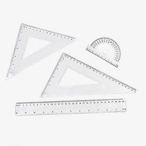각도기 삼각자 직각자 자세트 4P 눈금자 학용품, 상세페이지 참조