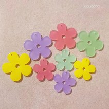 와요또 아크릴 꽃 모양 펜던트 키링 열쇠고리 만들기 부자재, 30mm, 보라
