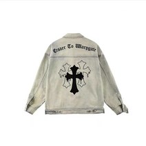 퀼팅자켓 American High Street Vibe 크로스 옷깃 데님 자켓 남성 유럽과 미국 자켓 커플