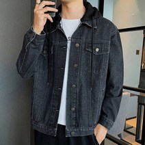 후드탈부착 봄자켓 블랙진 데님자켓 연청 청조끼 남자 야상 패딩 빈티지 남성오버핏자켓 코트 구제