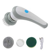 욕실자동청소기 회전 습식 청소기 3헤드 전기 핸드 헬드 스크러버 욕조 싱크 욕실 주방 타일 청소 브러쉬, 01 WHITE