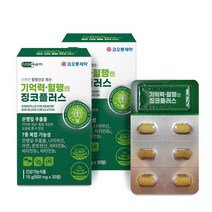 기억력 혈행엔 징코플러스 30정 X 2박스 은행잎추출물 복합기능성 나이아신 아연 비타민, 2개, 30정X2박스