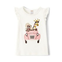 Gymboree 여아 및 유아 자수 그래픽 반소매 티셔츠, Pink Jeep, 10
