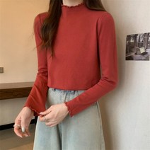 여성봄가디건 봄티 니트 여성용 다목적 슬리밍 베이스 니트 스타일 소프트 글루노스 하프 하이 칼라 스웨터