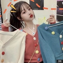 가바바 여성 가디건 단추 포인트 유니크한 니트 브이넥 가디건 G55796