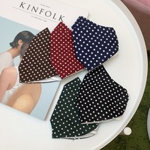필터교체형 여름용 핸드메이드 린넨 도트 마스크, 도트그린