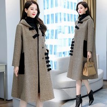 Mao새 격자 무늬 헵번 코트 여성 중간 길이 새로운 가을 겨울 민족 스타일 모직 망토 트위드 코트