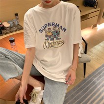 Miss 생활관 여름 커플룩 여자 반팔 롱 원피스남자 반팔 티셔츠 세트
