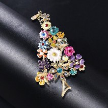 브로치팬 여성 정장 명품 브로치 코사지 클래식 화려한 꽃 크리스마스 트리 에나멜 크리스탈 빈티지 핀 배지 새해 선물