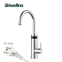 돼지꼬리히터 대체 심야 전기온수기 상향식 briwellna 주방 수도꼭지 2 in 1 회전 믹서 탭 tankless 물 난방 간헐천 220v 가정용전기보일러 전기 순간온수기, 닦았 실버, 유럽 ​​연합