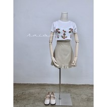 레트로 복고풍 자수 뜨개 조끼 나시 자수 플라워 패턴 크롭 미니 나시