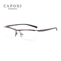 티타늄안경테 반뿔테안경 금테 반무테 일본 남자뿔테 하금테 연예인안경 투명 caponi 프레임 남성 렌즈 지원 처방 컴퓨터 half frame optical eyeglasses