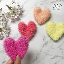 364days 핸드메이드 수세미 파스텔톤 무지개 하트수세미 손뜨개수세미 신혼부부집들이선물 답례품, 07.녹차그린(개별포장) 1개, 고리x