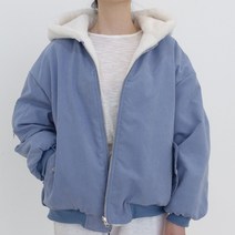 퍼 리버시블 오버핏 후드 블루종 양면 항공점퍼