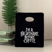 도시락가방 직장인 런치백 보온 런치박스 냉온 life begin after coffee 휴대용 보온 상자 토트 오피스 쿨러 컨테이너 식품 보관 파우치 핸드백, q00818-tbbk-c