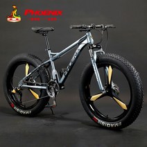 MTB 산악자전거 광폭타이어 여성용 고성능 학생용 팻바이크 성인용, 7단, 26인치, 그레이 토트 스노우 삼도륜