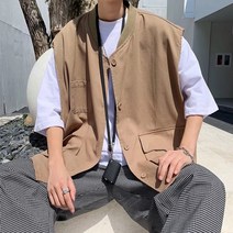 작업용 조끼 목공 작업복 피스복 방진복 노가다 일본 복고풍 스태킹 툴링 조끼 남성과 여성은 조끼 여름을 착용합니다 조수 브랜드 느슨한 민소매 조끼 재킷