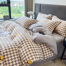 고급스러운 라이트 면 프린트 혼방 모혼방 순면 4종 세트 침대 시트 이불 세트 기숙사 세트 메이커 도매
