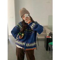 스웨터 가디건 겨울 가을 여성의류 성탄 타입 상패 디자인감각 자카드 추가 두꺼운 코트 2965058584