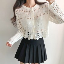 요시아나 [당일발송] 귀여운 크로쉐 크롭 가디건