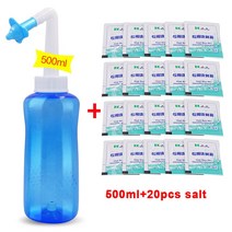 비강 흡입기 500ML/300ML 성인 어린이 세척제 부비동 코 보호기는 알레르기 성 비, 01 500ML 20pcs salt