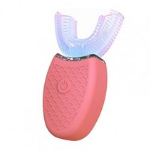 마우스피스칫솔 자동 전동360 학위 지능형 자동 소닉 전동 칫솔 U 형 4 모드 USB 충전 치아 화이트닝 블루, 03 Pink 815Years