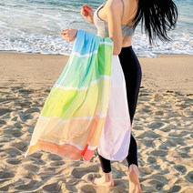 웨이비 대형 판초겸용 똑딱이 비치타올 10종, 레인보우, 1개