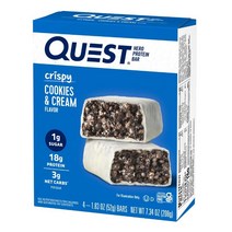 Quest 퀘스트 히어로 단백질 바 쿠키 앤드 크림 맛 20g 단백질, 1개