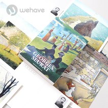 WEHAVE 세계 명화 그림엽서 세트 고흐 마티스 모네 피카소 외 인테리어엽서, 1세트, 조르주 쇠라 + 모란디 원형스티커