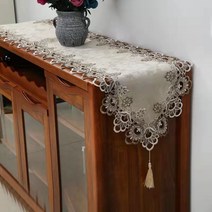 SKANDSALO 테이블 플래그 긴서랍 커피테이블 식탁 천패브릭 커버, 테이블 플래그 : 40 x 218cm, 2 색 레이스 (페넌트)