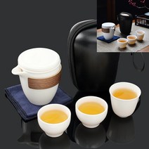 휴대용 다기세트 3인 순백S 내열강화유리컵 중국찻잔 다기잔 요리도구 커피유리컵 유리다기세트 유리찻잔세트