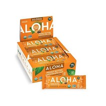 ALOHA 식물 단백질 바 땅콩 버터 초콜릿 칩 12 카운트 1.98oz 바 저당류 프리 팔레오 저탄수화물 스테비아 프리 프리 설탕 알코올