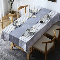 ins 북유럽 PVC 방수 식탁보, 80*120cm, 체크화이트