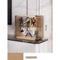 아크릴진열장 장식장 케이스 미니카 투명 계단 인형 보관 피규어 미니 레고 전시용 나노블럭, 브라운 미디엄 2층