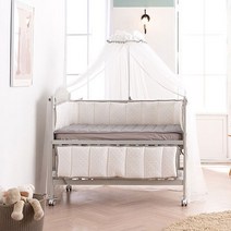 쁘띠라뺑 [쁘띠라뺑]뉴 에코베어 아기침대+도트롤 범퍼세트 패키지(범퍼침구+캐노피), 무도장침대