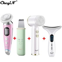 EMS 냉온 마사지기 목관리 케어 얼굴 마사지 빛 치료 기계 + 초음파 피부 + 442, 뷰티 키트 4pcs